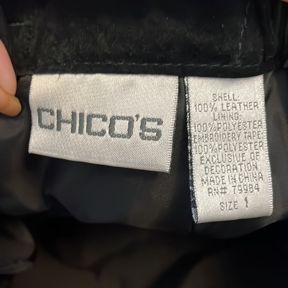 Chico’s Long Black Leather Cowgirl Skirt Beaded Trim Size 1 (Small) - Picture 7 of 15